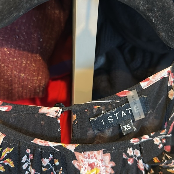 1. State black/pink flower sleeveless button back keyhole closure maxi dress - Picture 2 of 3